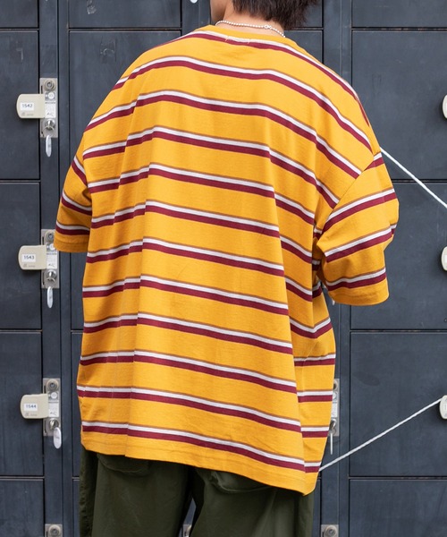 Perushu（ペルーシュ）の「レトロボーダーTシャツ（Tシャツ/カットソー・メンズ・ダークグリーン/ボルドー/マスタード・MEDIUM/LARGE）」の21枚目の写真