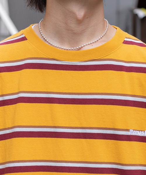 Perushu（ペルーシュ）の「レトロボーダーTシャツ（Tシャツ/カットソー・メンズ・ダークグリーン/ボルドー/マスタード・MEDIUM/LARGE）」の22枚目の写真