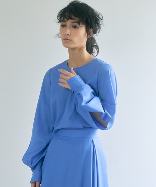 ANAYI(アナイ)の「【InRed 12月号掲載】ウールポプリンタックスリーブ ブラウス <手洗い可>(シャツ/ブラウス・レディース・ライトグレー/ライトブルー・38)」の21枚目の写真