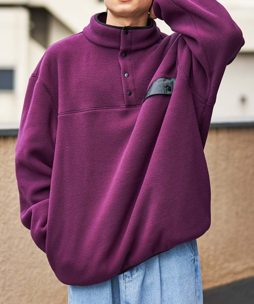 WEGO(ウィゴー)の「WEGO/フリーススナッププルオーバー(ブルゾン・メンズ・ブラック/ダークグリーン/パープル/アイボリー/ホワイト/その他1/その他2/ターコイズブルー/ピンク・MEDIUM/LARGE)」の10枚目の写真