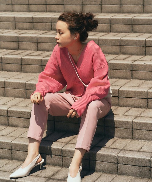 titivate(ティティベイト)の「コクーンスリーブVネックニットカーディガン(カーディガン/ボレロ・レディース・ピンク/ライトグリーン/ベージュ/イエロー/ネイビー/ラベンダー/グレイッシュベージュ/グリーン系その他・S/L/M)」の14枚目の写真