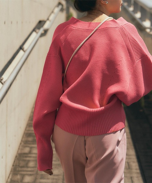 titivate(ティティベイト)の「コクーンスリーブVネックニットカーディガン(カーディガン/ボレロ・レディース・ピンク/ライトグリーン/ベージュ/イエロー/ネイビー/ラベンダー/グレイッシュベージュ/グリーン系その他・S/L/M)」の19枚目の写真