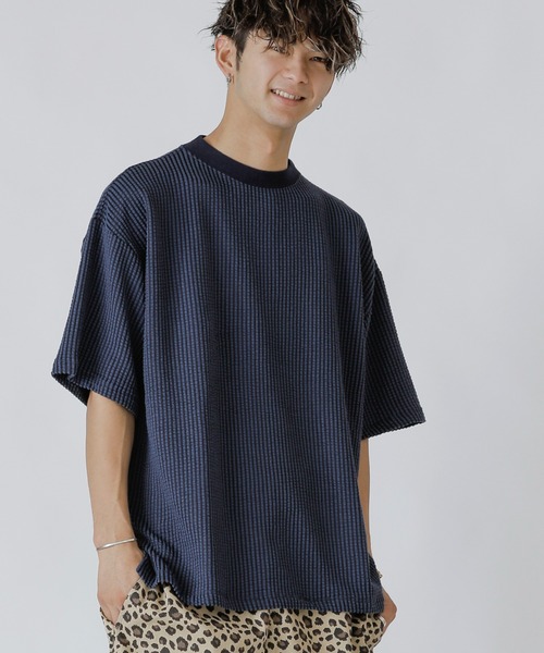 ADMIX/ATELIER SAB MEN（アドミックスアトリエサブメン）の「【Lounge wear】ビッグワッフル ／ モックネック オーバーサイズ　Tシャツ（Tシャツ/カットソー・メンズ・ブラック/ネイビー/ベージュ・48/50/52）」の3枚目の写真