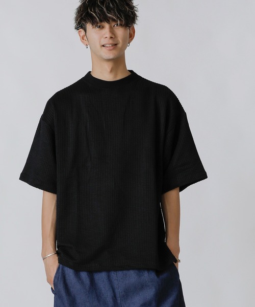 ADMIX/ATELIER SAB MEN（アドミックスアトリエサブメン）の「【Lounge wear】ビッグワッフル ／ モックネック オーバーサイズ　Tシャツ（Tシャツ/カットソー・メンズ・ブラック/ネイビー/ベージュ・48/50/52）」の18枚目の写真
