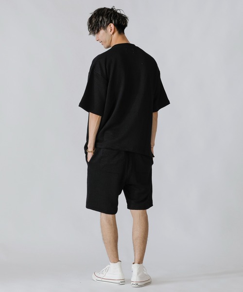 ADMIX/ATELIER SAB MEN（アドミックスアトリエサブメン）の「【Lounge wear】ビッグワッフル ／ モックネック オーバーサイズ　Tシャツ（Tシャツ/カットソー・メンズ・ブラック/ネイビー/ベージュ・48/50/52）」の6枚目の写真
