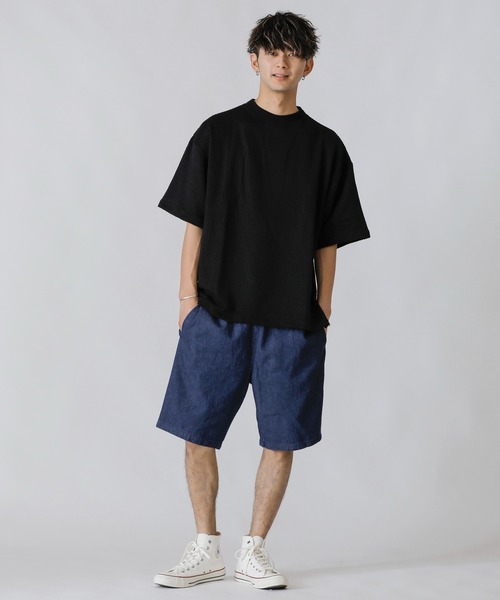 ADMIX/ATELIER SAB MEN（アドミックスアトリエサブメン）の「【Lounge wear】ビッグワッフル ／ モックネック オーバーサイズ　Tシャツ（Tシャツ/カットソー・メンズ・ブラック/ネイビー/ベージュ・48/50/52）」の9枚目の写真