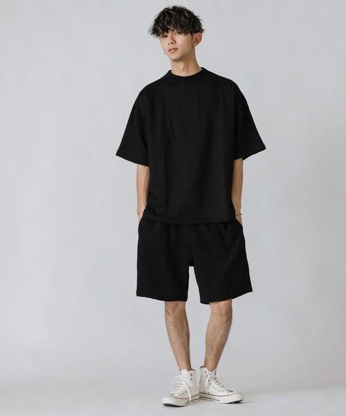 ADMIX/ATELIER SAB MEN（アドミックスアトリエサブメン）の「【Lounge wear】ビッグワッフル ／ モックネック オーバーサイズ　Tシャツ（Tシャツ/カットソー・メンズ・ブラック/ネイビー/ベージュ・48/50/52）」の11枚目の写真
