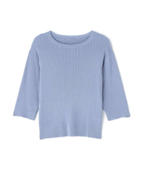 N.（N. Natural Beauty Basic）（エヌエヌナチュラルビューティーベーシック）の「ハイツイストコットンレーヨンランダムリブニット（ニット/セーター・レディース・ホワイト/ネイビー/オレンジ/ブルー・MEDIUM）」の21枚目の写真