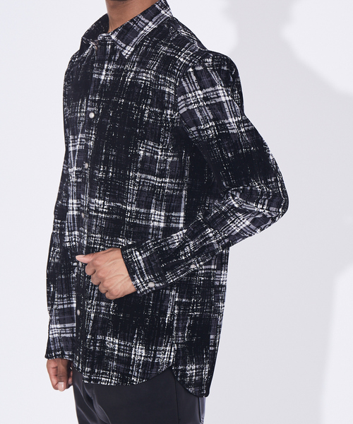 5351 POUR LES HOMMES(ゴーサンゴーイチプールオム)の「ブロークンフロッキー チェックシャツ(シャツ/ブラウス・メンズ・ブラック/ホワイト・46/48/50/44)」の7枚目の写真