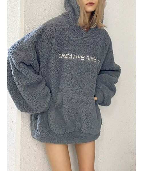 GYDA（ジェイダ）の「CREATIVE DIRECTORボアフードパーカー（パーカー・レディース・オフホワイト/チャコールグレー/ブラウン・FREE）」の2枚目の写真