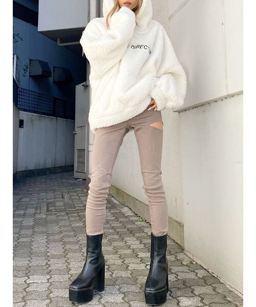 GYDA（ジェイダ）の「CREATIVE DIRECTORボアフードパーカー（パーカー・レディース・オフホワイト/チャコールグレー/ブラウン・FREE）」の9枚目の写真