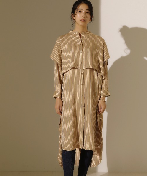 Bou Jeloud(ブージュルード)の「シャツレイヤードチュニック(チュニック・レディース・カーキ/A・38)」の1枚目の写真