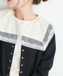 PUAL CE CIN | 襟レースガーゼプルオーバーブラウス(シャツ/ブラウス)