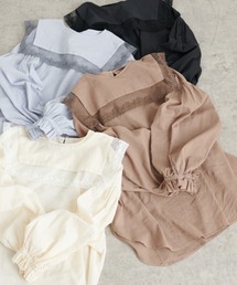 PUAL CE CIN | 襟レースガーゼプルオーバーブラウス(シャツ/ブラウス)