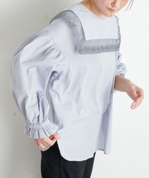 PUAL CE CIN | 襟レースガーゼプルオーバーブラウス(シャツ/ブラウス)