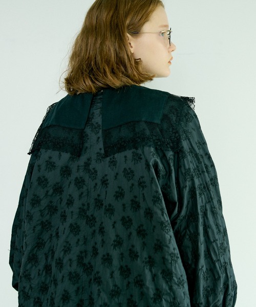 PUAL CE CIN（ピュアルセシン）の「襟レースガーゼプルオーバーブラウス（シャツ/ブラウス・レディース・ブラック/ナチュラル/サックスブルー/キャメル・FREE）」の5枚目の写真