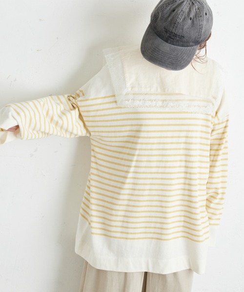 PUAL CE CIN（ピュアルセシン）の「襟レースガーゼプルオーバーブラウス（シャツ/ブラウス・レディース・ブラック/ナチュラル/サックスブルー/キャメル・FREE）」の16枚目の写真