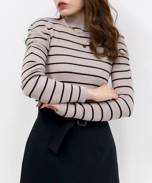 ROYAL PARTY(ロイヤルパーティー)の「【洗えるニット】プチハイネックニットトップス(ニット/セーター・レディース・マルチ/モカ/オレンジ/ライトグレー/パープル/ブラック系その他/ブラック/オフホワイト・FREE)」の8枚目の写真