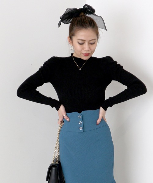 ROYAL PARTY(ロイヤルパーティー)の「【洗えるニット】プチハイネックニットトップス(ニット/セーター・レディース・マルチ/モカ/オレンジ/ライトグレー/パープル/ブラック系その他/ブラック/オフホワイト・FREE)」の3枚目の写真