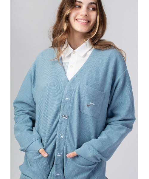 Design Tshirts Store graniph（デザイン　ティーシャツ　ストア　グラニフ）の「マスタッシュバリエーション｜フロントデザインカーディガン（カーディガン/ボレロ・メンズ・ブルー・SMALL/MEDIUM/LARGE）」の6枚目の写真