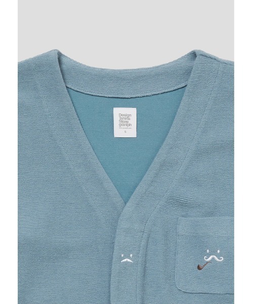 Design Tshirts Store graniph（デザイン　ティーシャツ　ストア　グラニフ）の「マスタッシュバリエーション｜フロントデザインカーディガン（カーディガン/ボレロ・メンズ・ブルー・SMALL/MEDIUM/LARGE）」の2枚目の写真