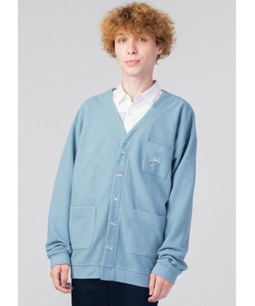 Design Tshirts Store graniph（デザイン　ティーシャツ　ストア　グラニフ）の「マスタッシュバリエーション｜フロントデザインカーディガン（カーディガン/ボレロ・メンズ・ブルー・SMALL/MEDIUM/LARGE）」の7枚目の写真
