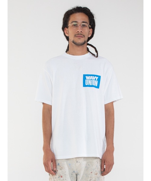 UNION（ユニオン）の「WAVY BLOCK S/S TEE UNION ユニオン Tシャツ（Tシャツ/カットソー・メンズ・ホワイト×ブルー/ブルー系その他・LARGE/MEDIUM/SMALL/X-LARGE）」の3枚目の写真