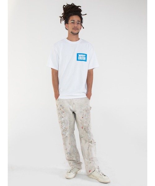 UNION（ユニオン）の「WAVY BLOCK S/S TEE UNION ユニオン Tシャツ（Tシャツ/カットソー・メンズ・ホワイト×ブルー/ブルー系その他・LARGE/MEDIUM/SMALL/X-LARGE）」の4枚目の写真