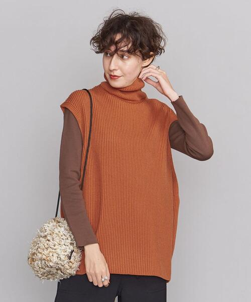 AURALEE（オーラリー）の「＜AURALEE＞リブタートルネック ベスト Ψ（ベスト・レディース・オレンジ/ベージュ・1）」の6枚目の写真