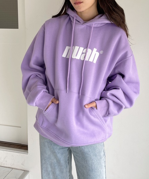 muahmuah（ムーアムーア）の「【muah muah/ムーアムーア】BALANCE MUAHLOGO OVERFIT HOODIE（パーカー・レディース・グレー/インディゴブルー/ブルー/クリーム/ラベンダー/ブラック・FREE）」の6枚目の写真