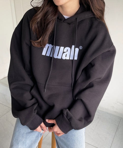 muahmuah（ムーアムーア）の「【muah muah/ムーアムーア】BALANCE MUAHLOGO OVERFIT HOODIE（パーカー・レディース・グレー/インディゴブルー/ブルー/クリーム/ラベンダー/ブラック・FREE）」の8枚目の写真
