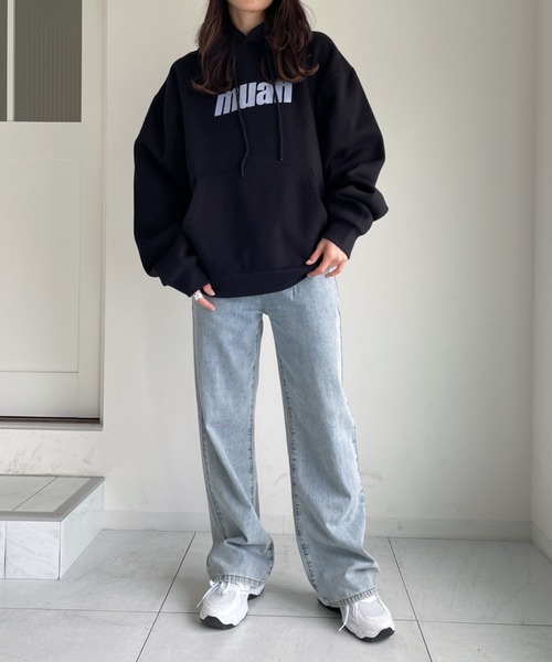 muahmuah（ムーアムーア）の「【muah muah/ムーアムーア】BALANCE MUAHLOGO OVERFIT HOODIE（パーカー・レディース・グレー/インディゴブルー/ブルー/クリーム/ラベンダー/ブラック・FREE）」の12枚目の写真