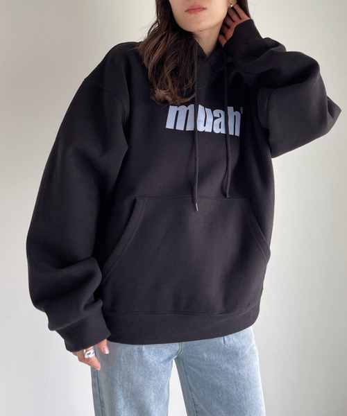muahmuah（ムーアムーア）の「【muah muah/ムーアムーア】BALANCE MUAHLOGO OVERFIT HOODIE（パーカー・レディース・グレー/インディゴブルー/ブルー/クリーム/ラベンダー/ブラック・FREE）」の9枚目の写真