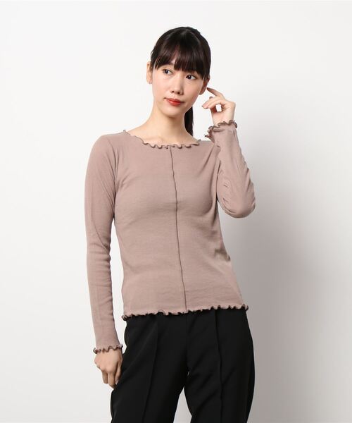 ehka sopo（エヘカソポ）の「メローソフトフライスTシャツ（Tシャツ/カットソー・レディース・オフホワイト/モカ/チャコール・ﾌﾘ-）」の3枚目の写真