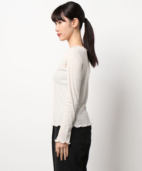 ehka sopo（エヘカソポ）の「メローソフトフライスTシャツ（Tシャツ/カットソー・レディース・オフホワイト/モカ/チャコール・ﾌﾘ-）」の5枚目の写真