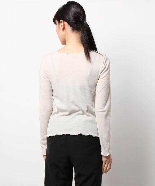 ehka sopo（エヘカソポ）の「メローソフトフライスTシャツ（Tシャツ/カットソー・レディース・オフホワイト/モカ/チャコール・ﾌﾘ-）」の4枚目の写真