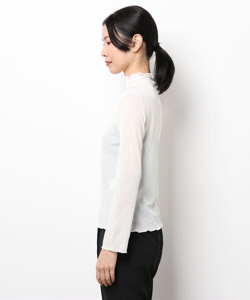 ehka sopo（エヘカソポ）の「シアーボトルネックTシャツ（Tシャツ/カットソー・レディース・オフホワイト/グレー/ブラック・ﾌﾘ-）」の4枚目の写真