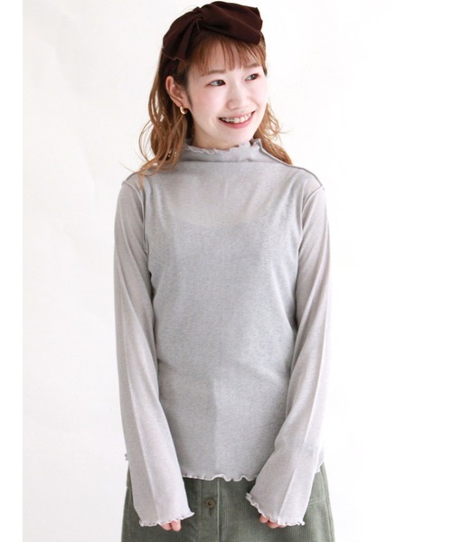 ehka sopo（エヘカソポ）の「シアーボトルネックTシャツ（Tシャツ/カットソー・レディース・オフホワイト/グレー/ブラック・ﾌﾘ-）」の3枚目の写真