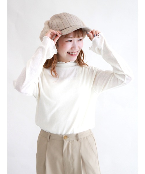 ehka sopo（エヘカソポ）の「シアーボトルネックTシャツ（Tシャツ/カットソー・レディース・オフホワイト/グレー/ブラック・ﾌﾘ-）」の2枚目の写真