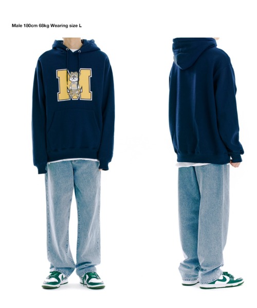 MAHAGRID(マハグリッド)の「A'GEM/9 × .kom『mahagrid/マハグリッド』JIMMY M LOGO HOODIE/ジミー Mロゴ プルオーバーパーカー(パーカー・メンズ・ブラック/グレー/ネイビー・M/L)」の17枚目の写真