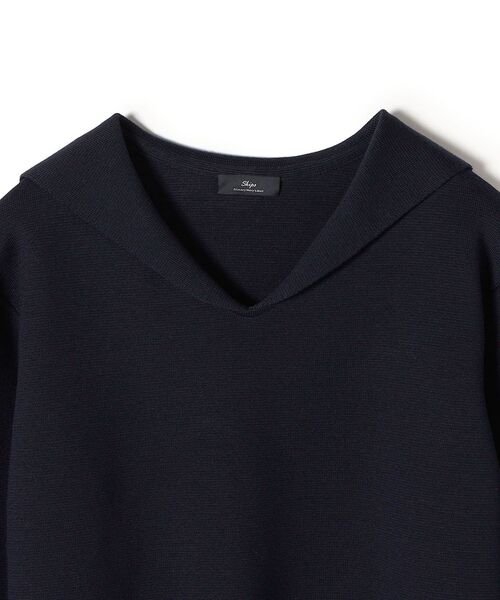 SHIPS（シップス）の「Primary NavyLabel:〈手洗い可能〉セーラーカラーニット（ニット/セーター・レディース・ライトグレー/ネイビー・ONE SIZE）」の4枚目の写真