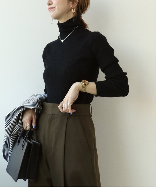 Simplicite（サンプリシテ）の「タートルリブニット*（ニット/セーター・レディース・ホワイト/ブラック/グレー/グリーン/タン/オレンジ系その他・FREE）」の7枚目の写真