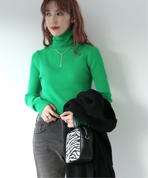 Simplicite（サンプリシテ）の「タートルリブニット*（ニット/セーター・レディース・ホワイト/ブラック/グレー/グリーン/タン/オレンジ系その他・FREE）」の9枚目の写真