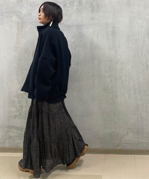 BEARDSLEY(ビアズリー)の「ワンピースやロングスカートとも好相性・圧縮ウールブルゾン(ブルゾン・レディース・ブラック/キャメル・FREE)」の8枚目の写真