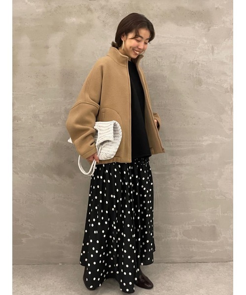 BEARDSLEY(ビアズリー)の「ワンピースやロングスカートとも好相性・圧縮ウールブルゾン(ブルゾン・レディース・ブラック/キャメル・FREE)」の15枚目の写真