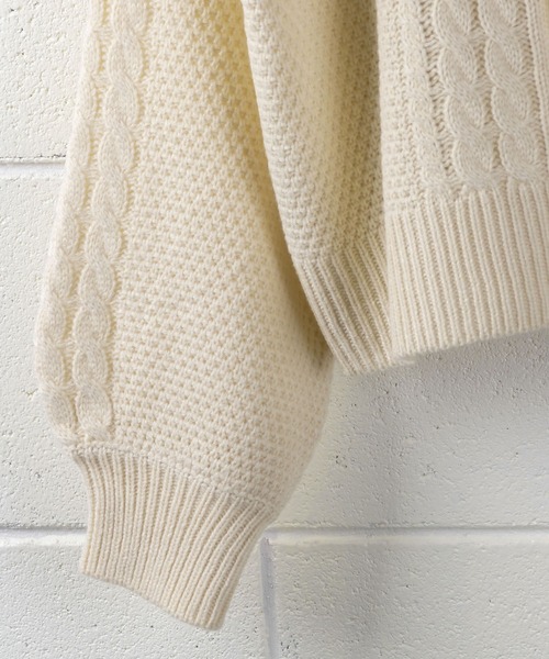 me+em select（ミームセレクト）の「【セットアップ】ボリューム袖ニットパーカー＆サイドスリットタイトスカート  SET（セットアップ・レディース・ブラック/アイボリー・FREE）」の3枚目の写真