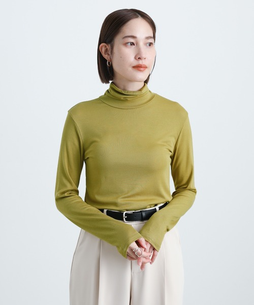 select MOCA(セレクトモカ)の「タートルストレッチトップス(Tシャツ/カットソー・レディース・ホワイト/ブラック/サックスブルー/ピンク/イエロー・FREE)」の14枚目の写真