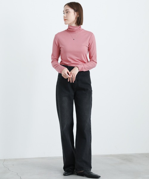select MOCA(セレクトモカ)の「タートルストレッチトップス(Tシャツ/カットソー・レディース・ホワイト/ブラック/サックスブルー/ピンク/イエロー・FREE)」の19枚目の写真