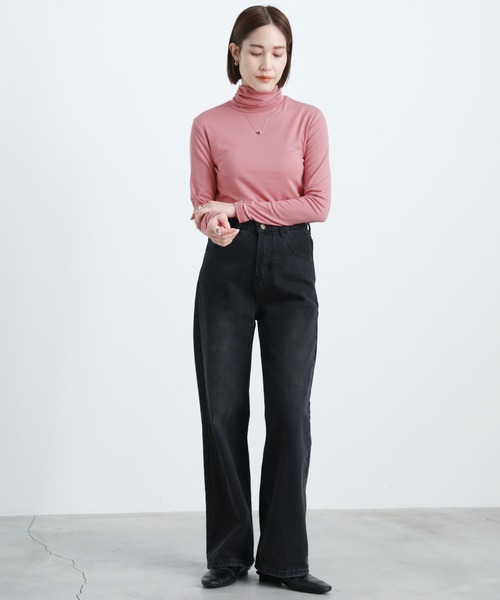 select MOCA(セレクトモカ)の「タートルストレッチトップス(Tシャツ/カットソー・レディース・ホワイト/ブラック/サックスブルー/ピンク/イエロー・FREE)」の8枚目の写真