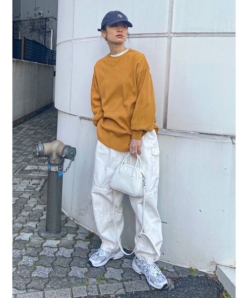 Ungrid(アングリッド)の「【WEB限定】スリーブボリュームワッフルロングスリーブTee(Tシャツ/カットソー・レディース・チャコールグレー/オレンジ/パープル系その他3/オフホワイト/アイボリー/グリーン/ブラック/イエロー/ブルー/ピンク/ミント/ライトイエロー・FREE)」の18枚目の写真